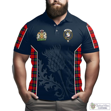 Ruthven Modern Tartan Men's Polo Shirt with Family Crest and Scottish Thistle Vibes Sport Style