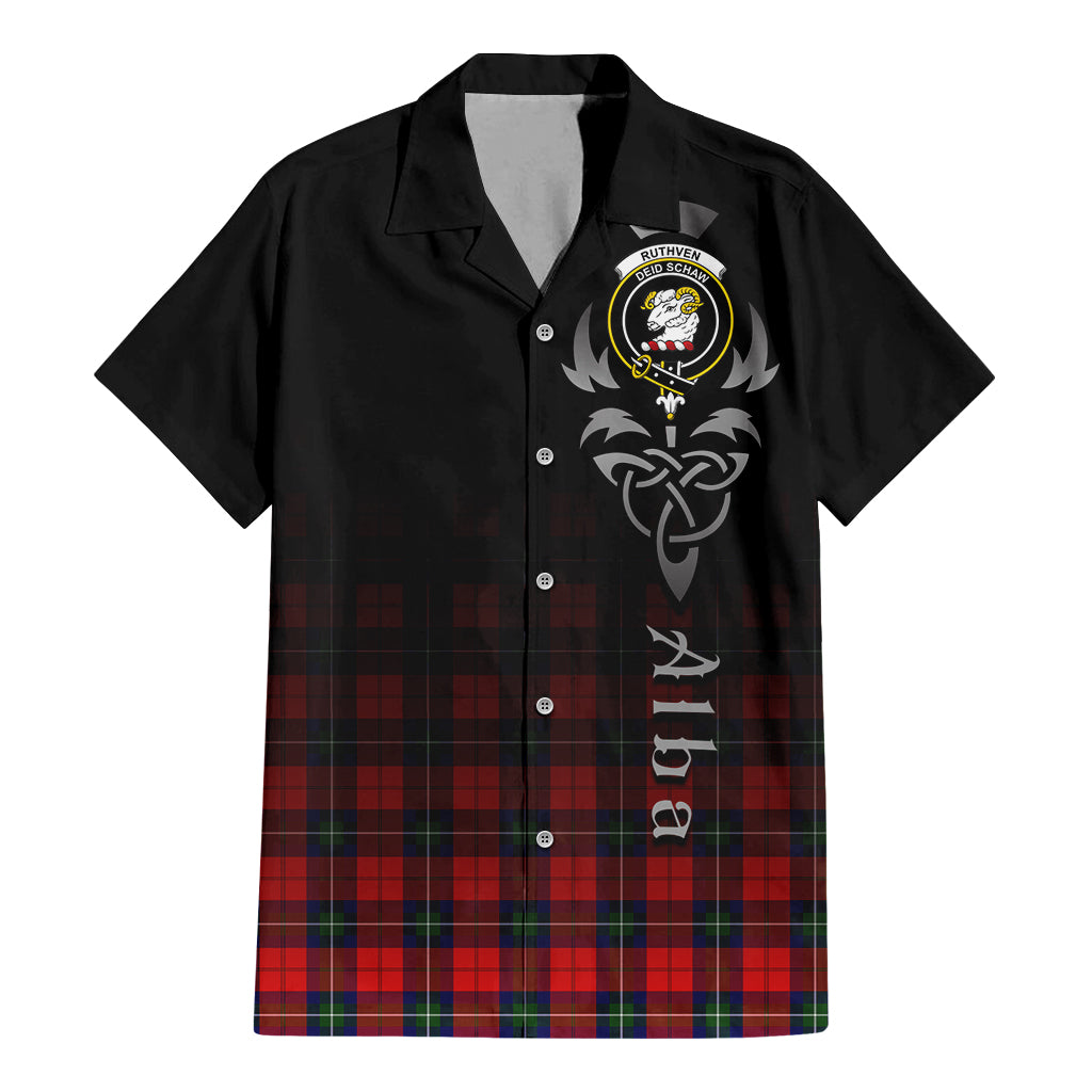 Ruthven Tartan Hawaiian Shirt Shirt Featuring Alba Gu Brath Family Crest Celtic Inspired - Tartan Vibes Clothing