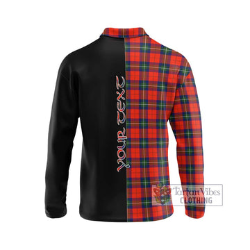 Ruthven Tartan Long Sleeve Polo Shirt with Family Crest and Half Of Me Style - Tartan Vibes Clothing