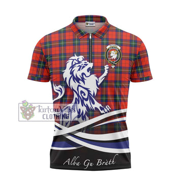 Ruthven Tartan Zipper Polo Shirt with Alba Gu Brath Regal Lion Emblem - Tartan Vibes Clothing