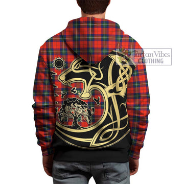 Ruthven Tartan Hoodie with Family Crest Celtic Wolf Style - Tartan Vibes Clothing