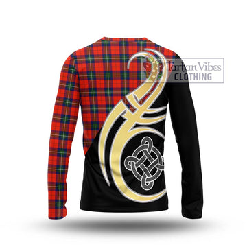 Ruthven Tartan Long Sleeve T-Shirt with Family Crest and Celtic Symbol Style - Tartan Vibes Clothing