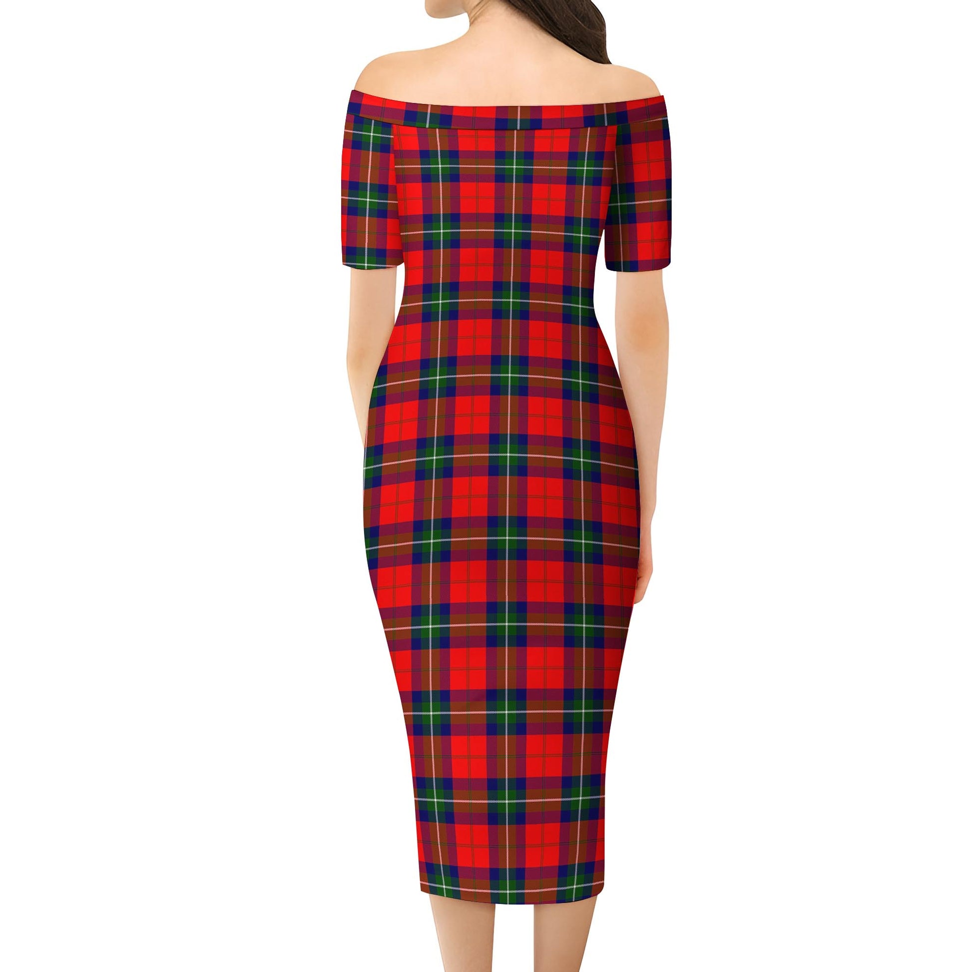 Ruthven Tartan Off Shoulder Lady Dress - Tartan Vibes Clothing
