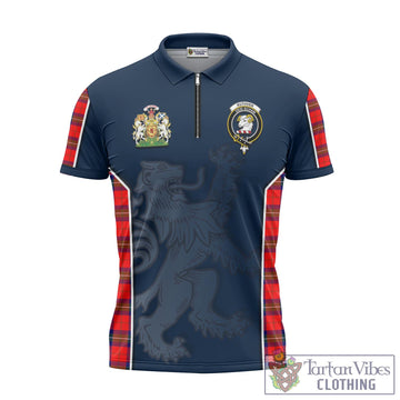 Ruthven Modern Tartan Zipper Polo Shirt with Family Crest and Lion Rampant Vibes Sport Style