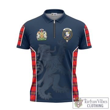 Ruthven Tartan Zipper Polo Shirt with Family Crest and Lion Rampant Vibes Sport Style - Tartan Vibes Clothing