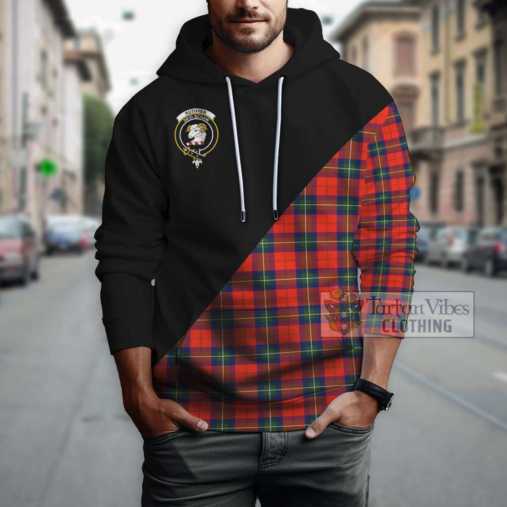 Ruthven Tartan Hoodie with Family Crest and Military Logo Style - Tartan Vibes Clothing