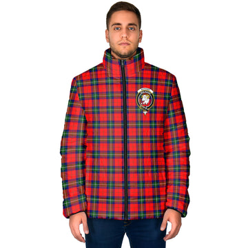 Ruthven Tartan Padded Jacket with Family Crest - Tartan Vibes Clothing