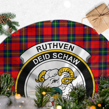 Ruthven Tartan Christmas Tree Skirt with Family Crest - Tartan Vibes Clothing