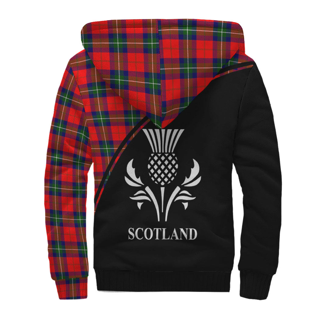 Ruthven Tartan Sherpa Hoodie with Family Crest Curve Style - Tartan Vibes Clothing