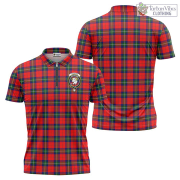 Ruthven Tartan Zipper Polo Shirt with Family Crest - Tartan Vibes Clothing