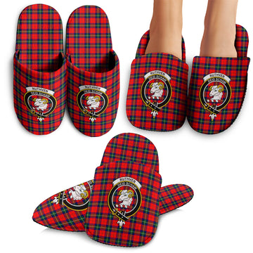 Ruthven Modern Tartan Home Slippers with Family Crest