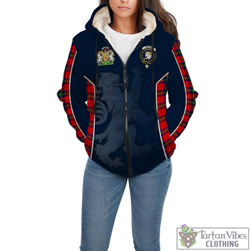 Ruthven Modern Tartan Sherpa Hoodie with Family Crest and Lion Rampant Vibes Sport Style