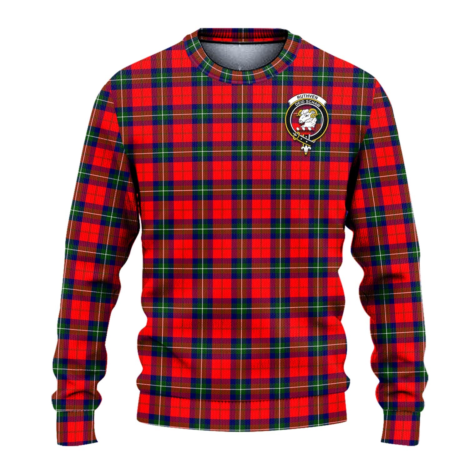 Ruthven Tartan Ugly Sweater with Family Crest - Tartan Vibes Clothing
