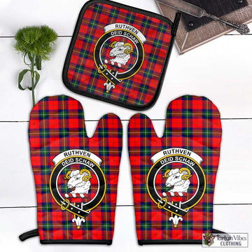 Ruthven Tartan Combo Oven Mitt & Pot-Holder with Family Crest - Tartan Vibes Clothing