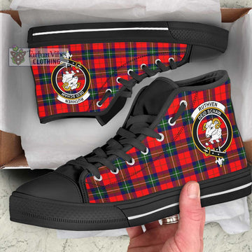 Ruthven Tartan High Top Shoes with Family Crest - Tartan Vibes Clothing
