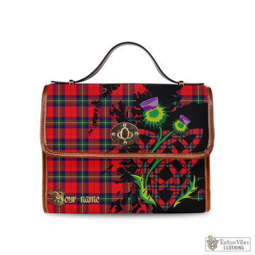 Tartan Vibes Clothing Ruthven Modern Tartan Waterproof Canvas Bag with Scotland Map and Thistle Celtic Accents