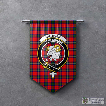Ruthven Tartan Gonfalon, Tartan Banner with Family Crest - Tartan Vibes Clothing