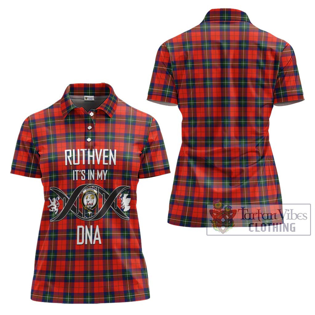 Ruthven Tartan Women's Polo Shirt with Family Crest DNA In Me Style - Tartan Vibes Clothing