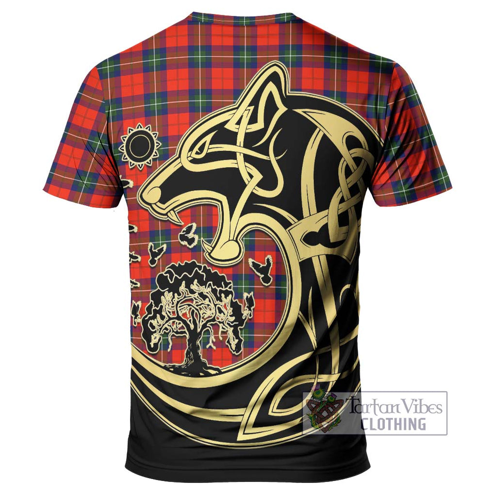 Ruthven Tartan T-Shirt with Family Crest Celtic Wolf Style - Tartan Vibes Clothing