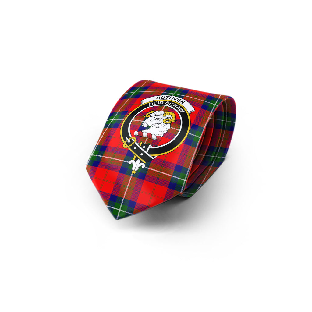 Ruthven Tartan Classic Necktie with Family Crest - Tartan Vibes Clothing