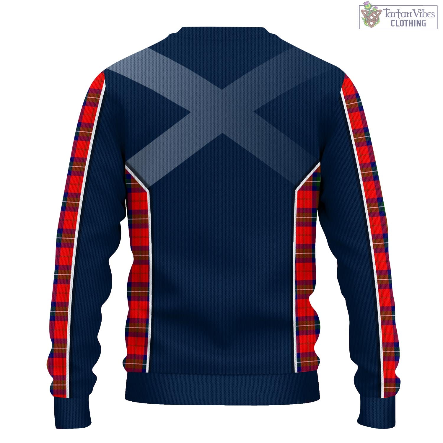 Tartan Vibes Clothing Ruthven Modern Tartan Knitted Sweatshirt with Family Crest and Scottish Thistle Vibes Sport Style