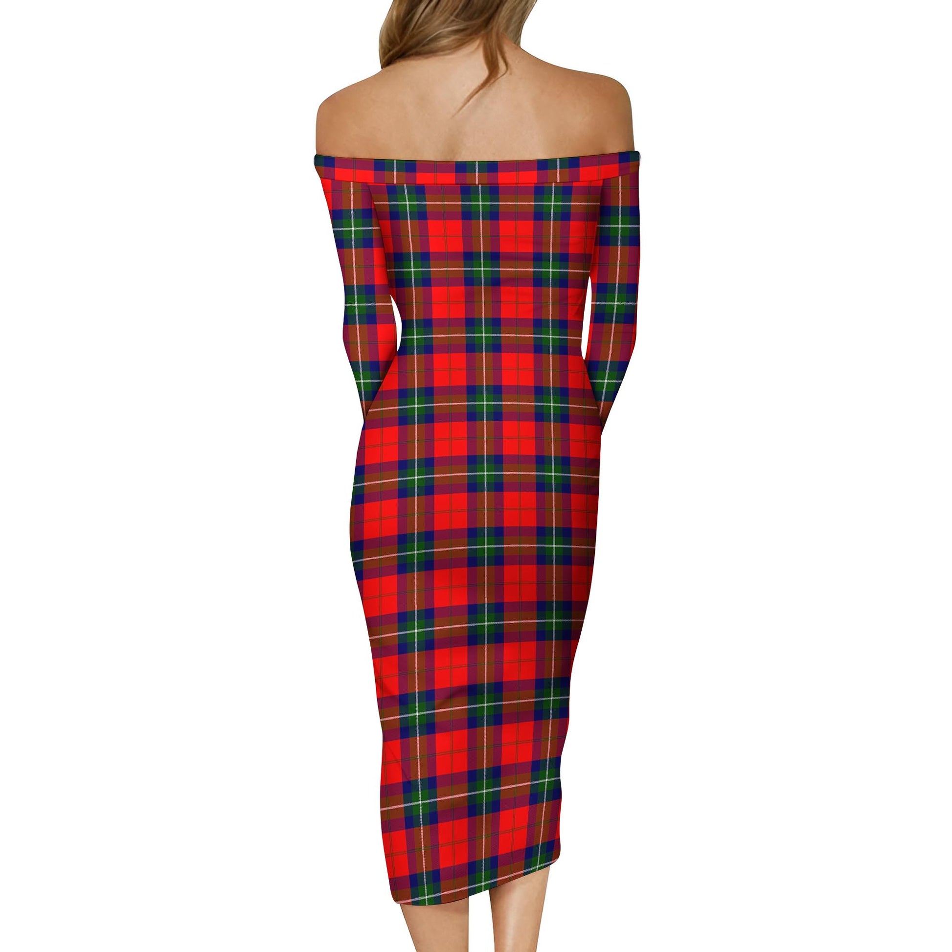Ruthven Tartan Off Shoulder Lady Dress - Tartan Vibes Clothing