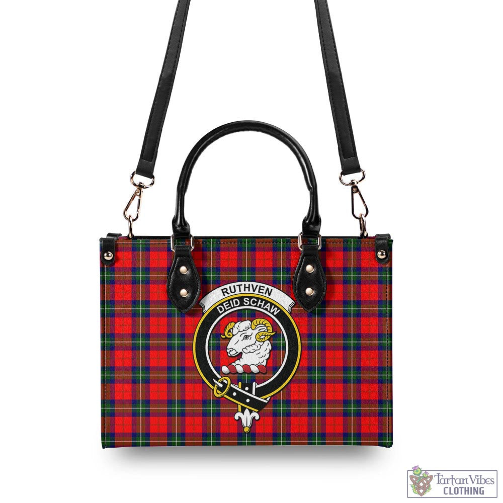 Ruthven Tartan Luxury Leather Handbags with Family Crest - Tartan Vibes Clothing