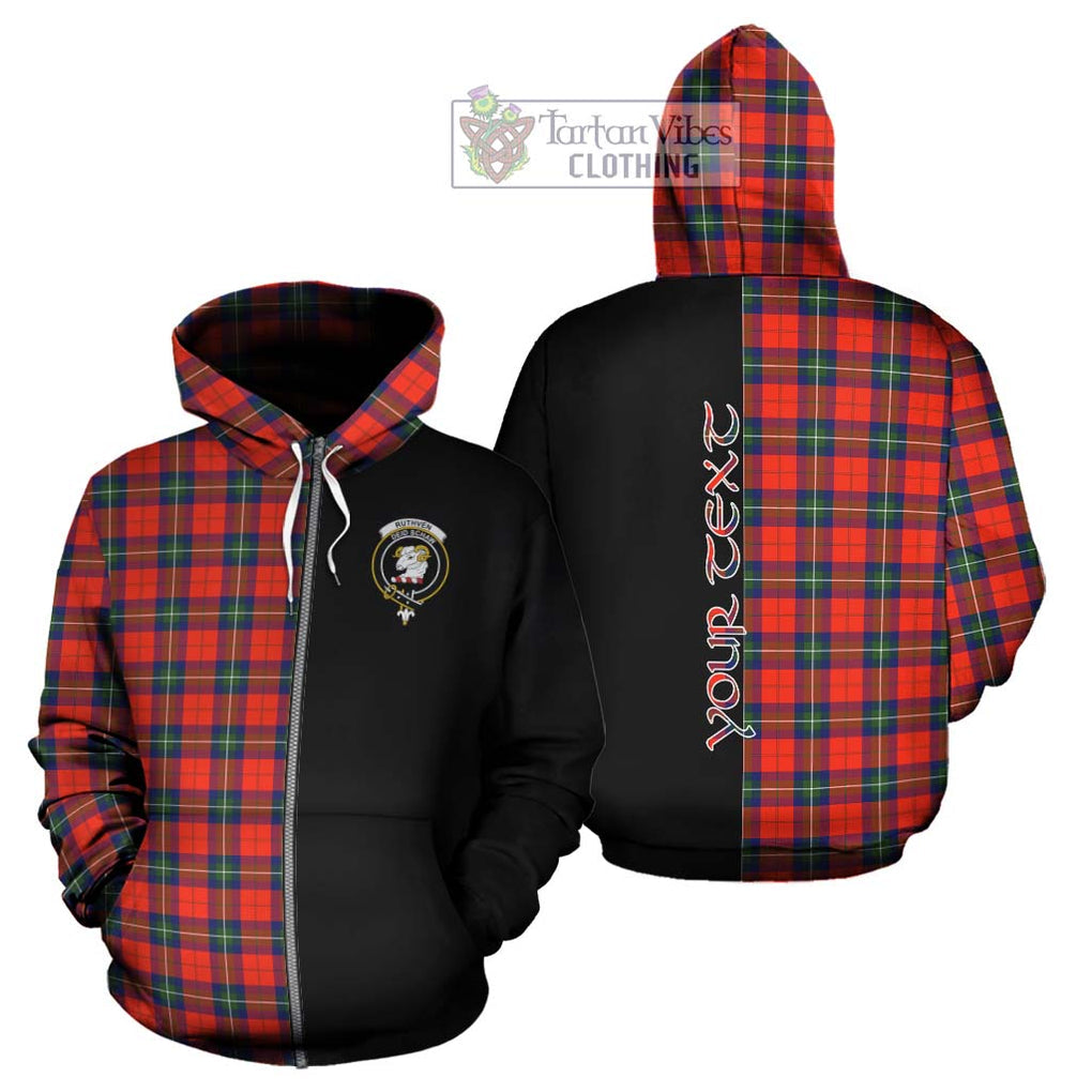 Ruthven Tartan Hoodie with Family Crest and Half Of Me Style - Tartan Vibes Clothing