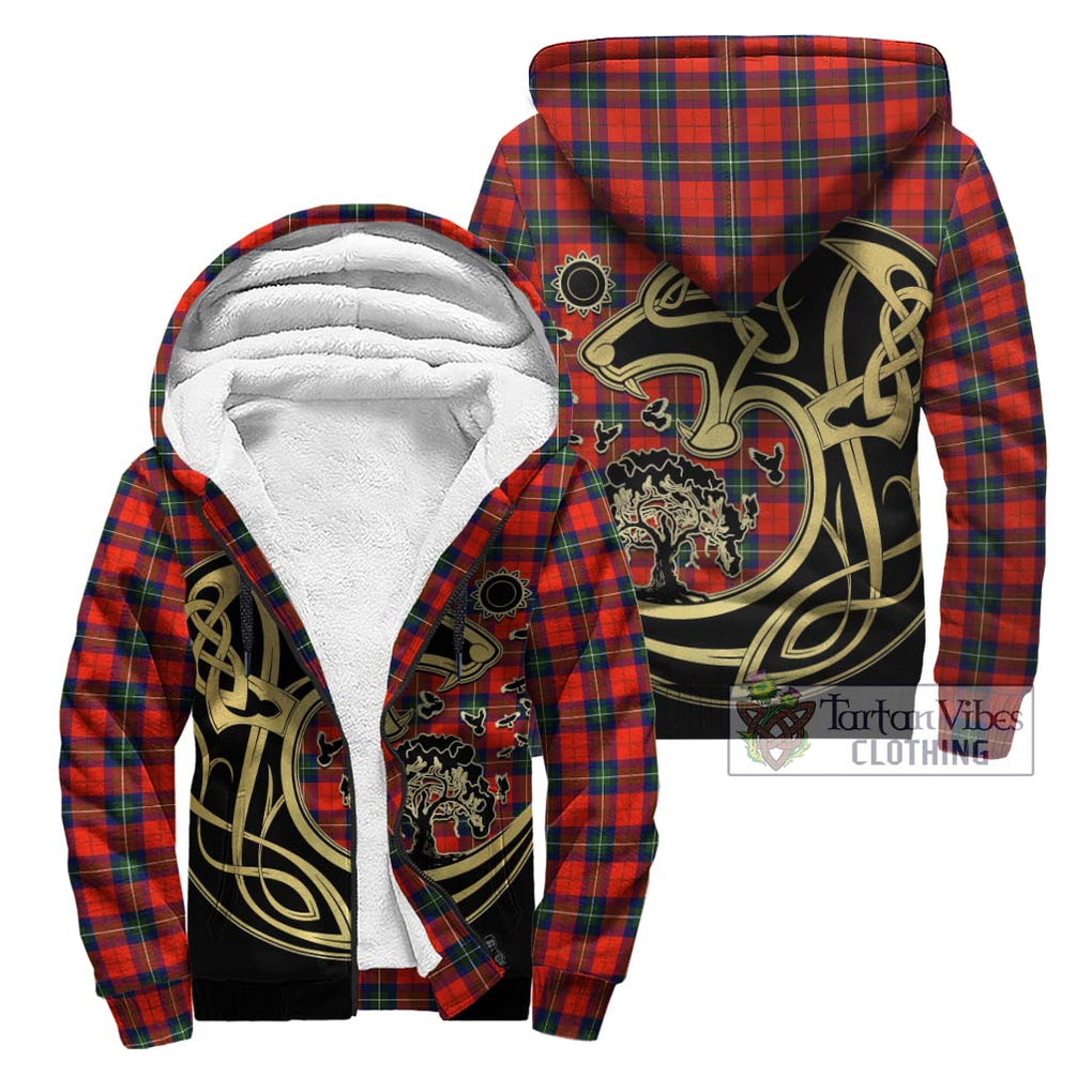 Ruthven Tartan Sherpa Hoodie with Family Crest Celtic Wolf Style Unisex - Tartan Vibes Clothing