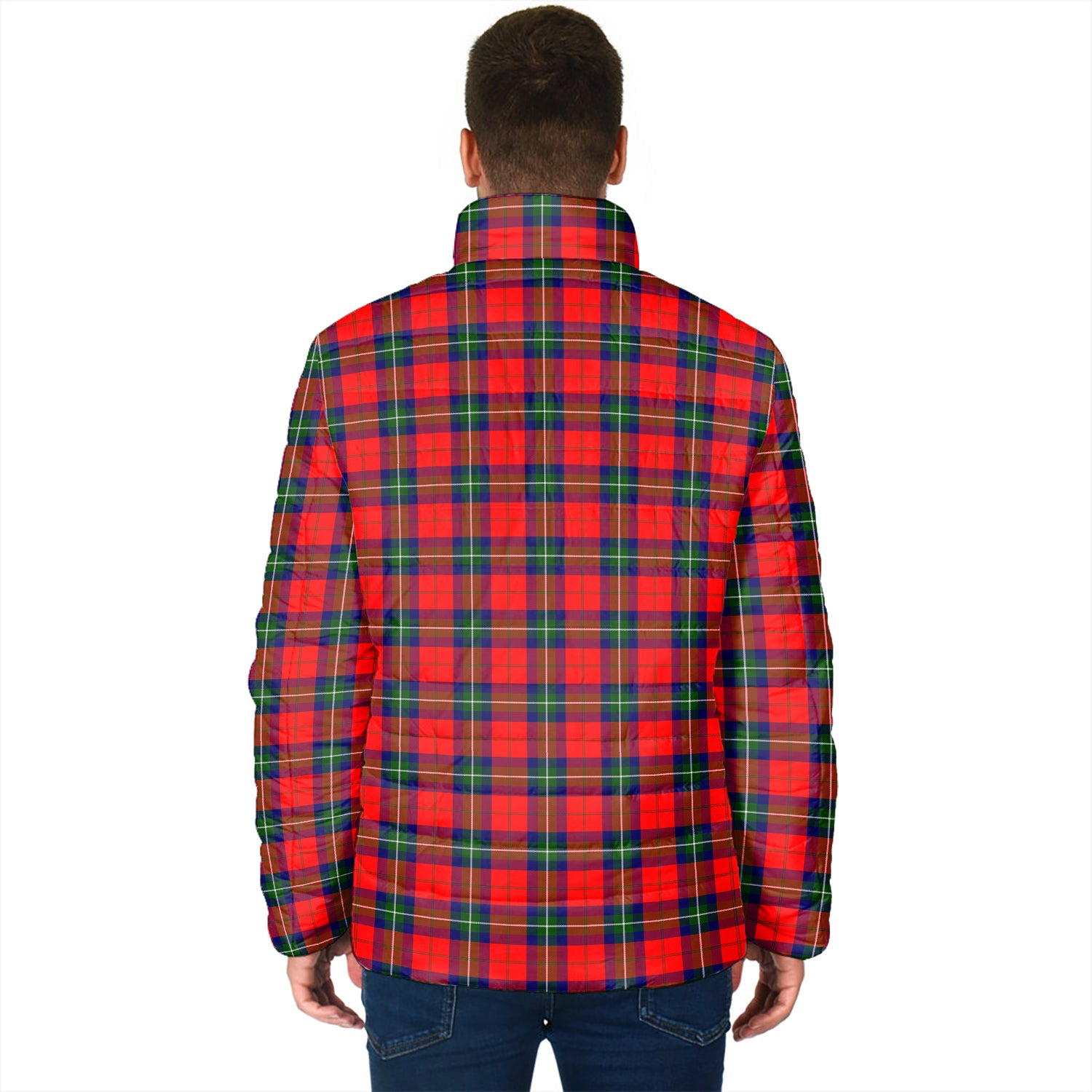 Ruthven Tartan Padded Jacket with Family Crest - Tartan Vibes Clothing