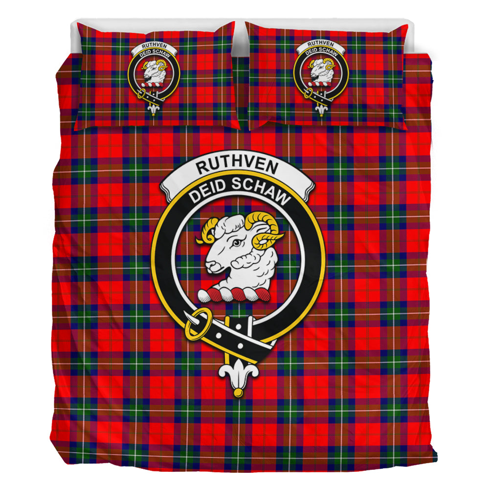 Ruthven Tartan Bedding Set with Family Crest - Tartan Vibes Clothing