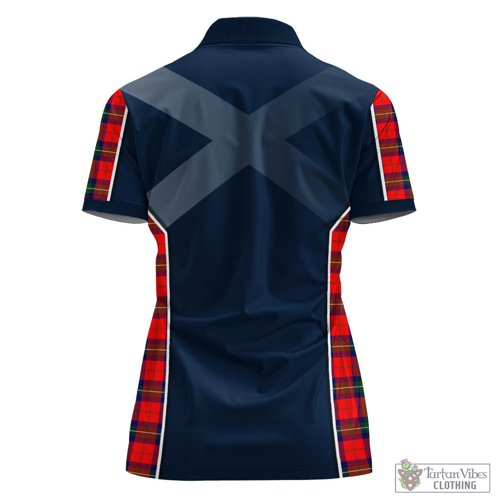 Tartan Vibes Clothing Ruthven Modern Tartan Women's Polo Shirt with Family Crest and Scottish Thistle Vibes Sport Style