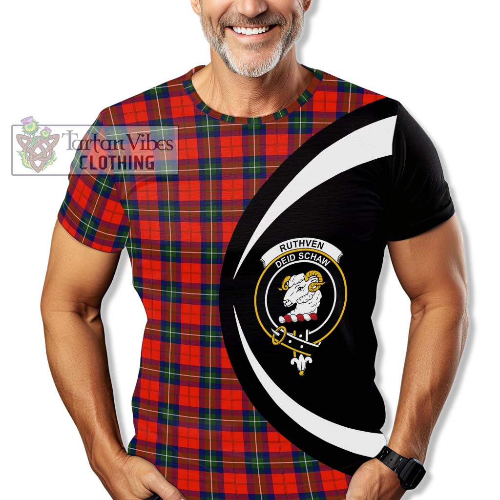 Tartan Vibes Clothing Ruthven Modern Tartan T-Shirt with Family Crest Circle Style