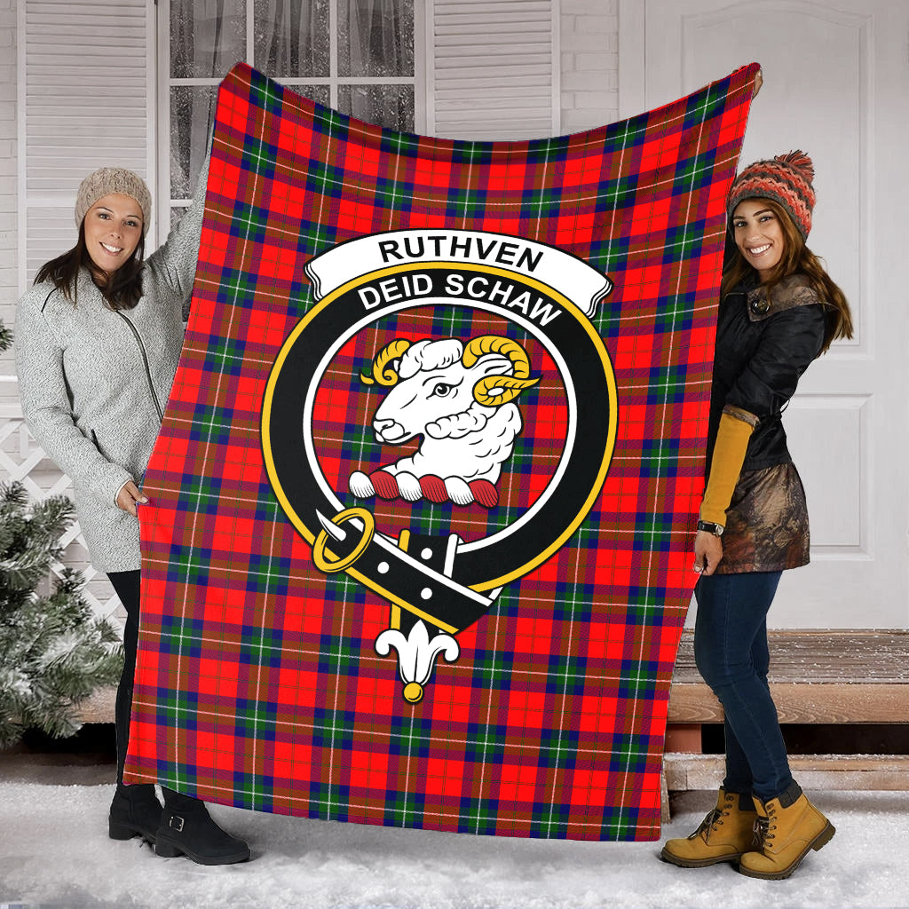 Ruthven Tartan Blanket with Family Crest - Tartan Vibes Clothing