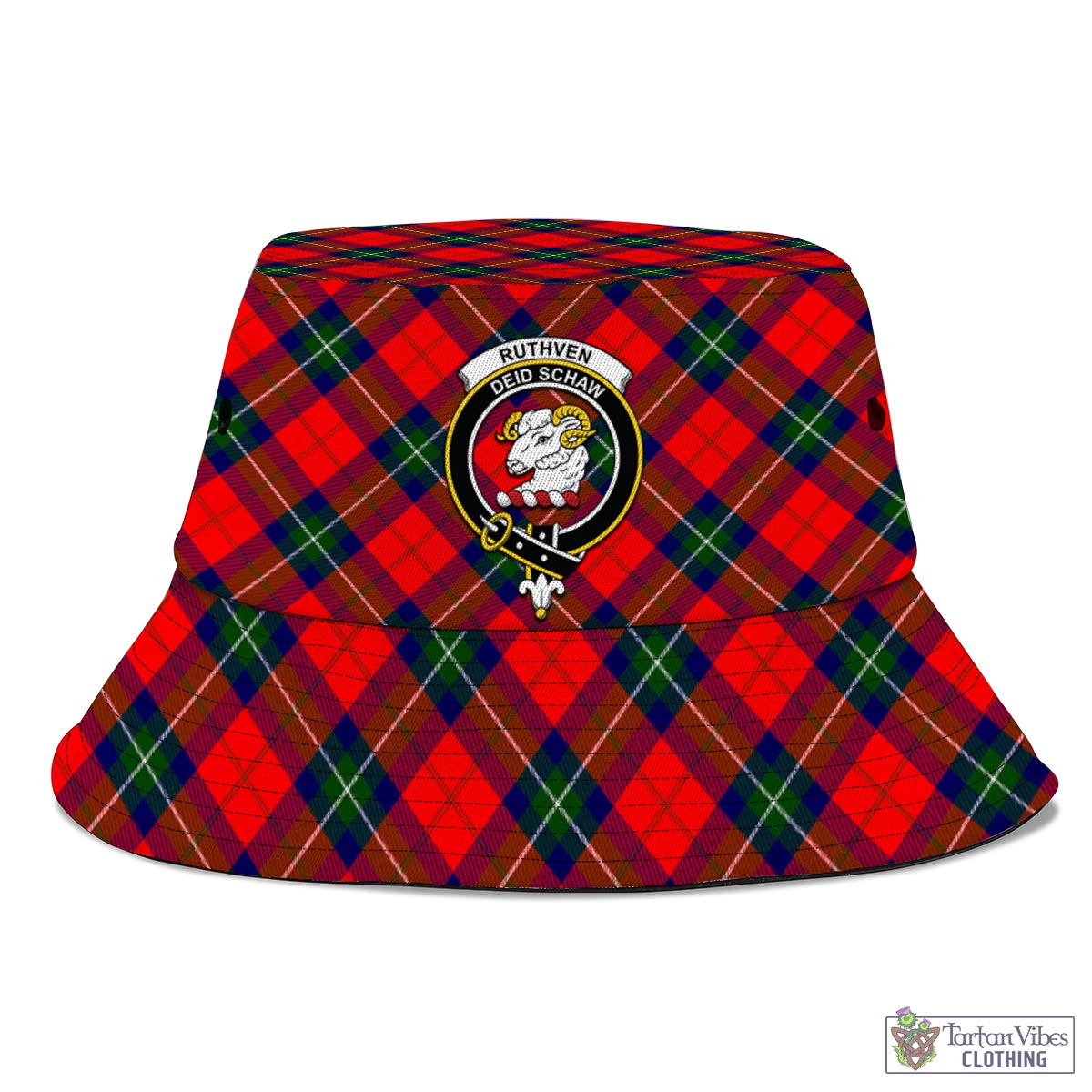 Tartan Vibes Clothing Ruthven Modern Tartan Bucket Hat with Family Crest