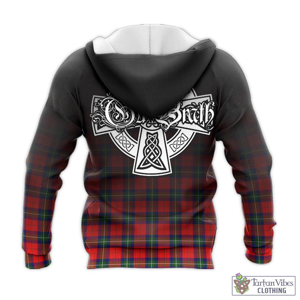 Tartan Vibes Clothing Ruthven Modern Tartan Knitted Hoodie Featuring Alba Gu Brath Family Crest Celtic Inspired
