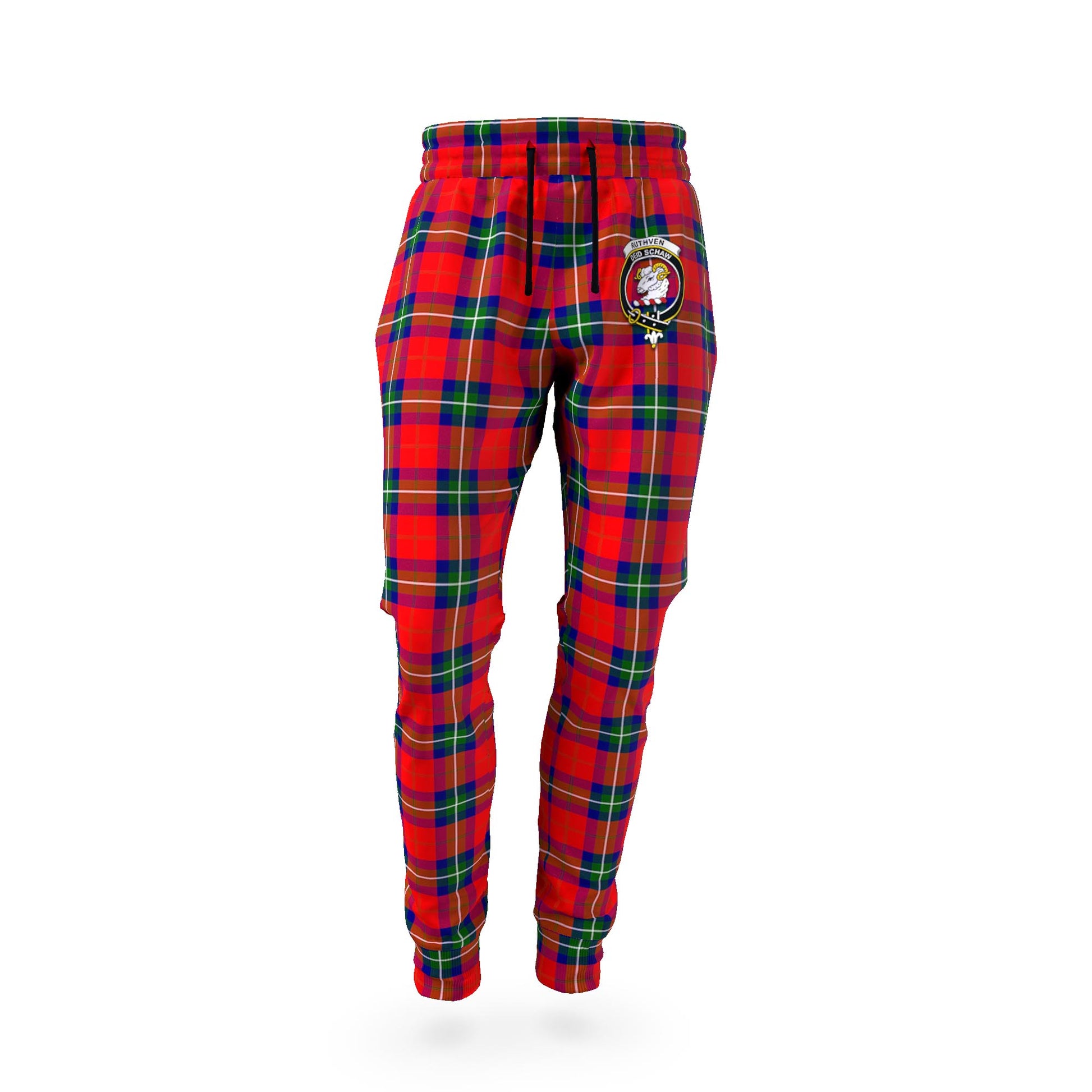 Ruthven Tartan Joggers Pants with Family Crest - Tartan Vibes Clothing