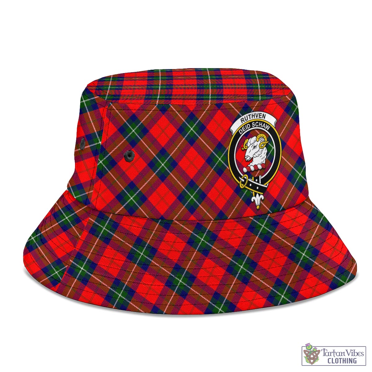 Tartan Vibes Clothing Ruthven Modern Tartan Bucket Hat with Family Crest