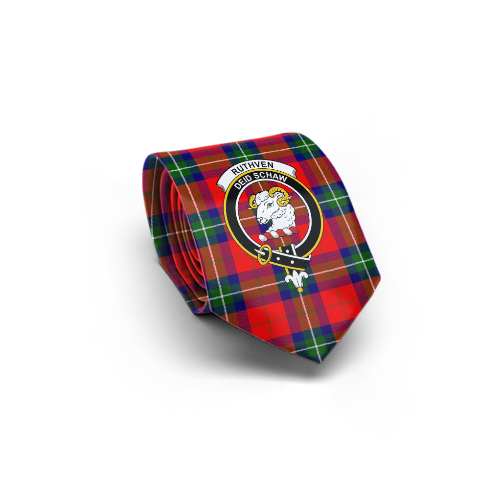 Ruthven Tartan Classic Necktie with Family Crest - Tartan Vibes Clothing