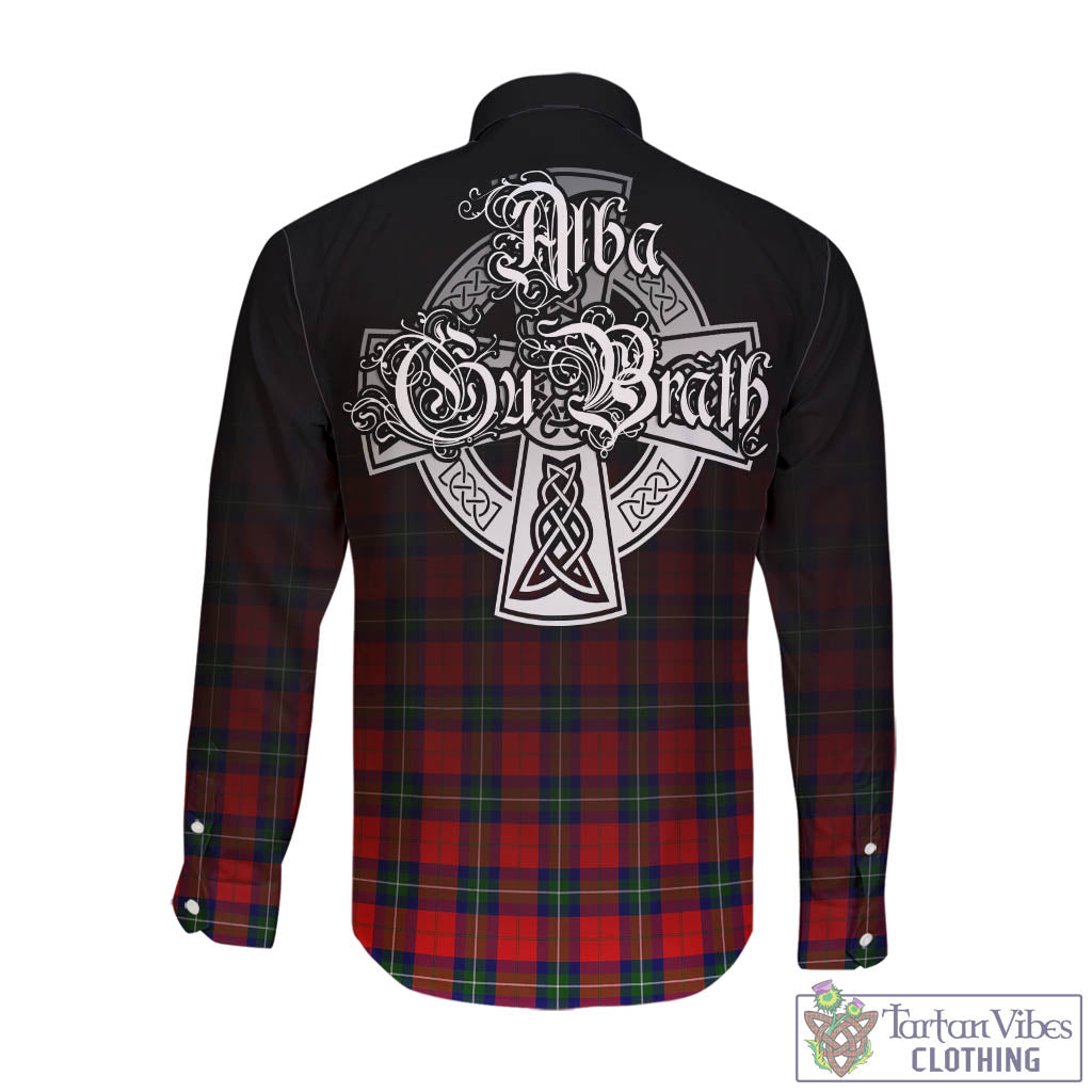 Tartan Vibes Clothing Ruthven Modern Tartan Long Sleeve Button Up Featuring Alba Gu Brath Family Crest Celtic Inspired