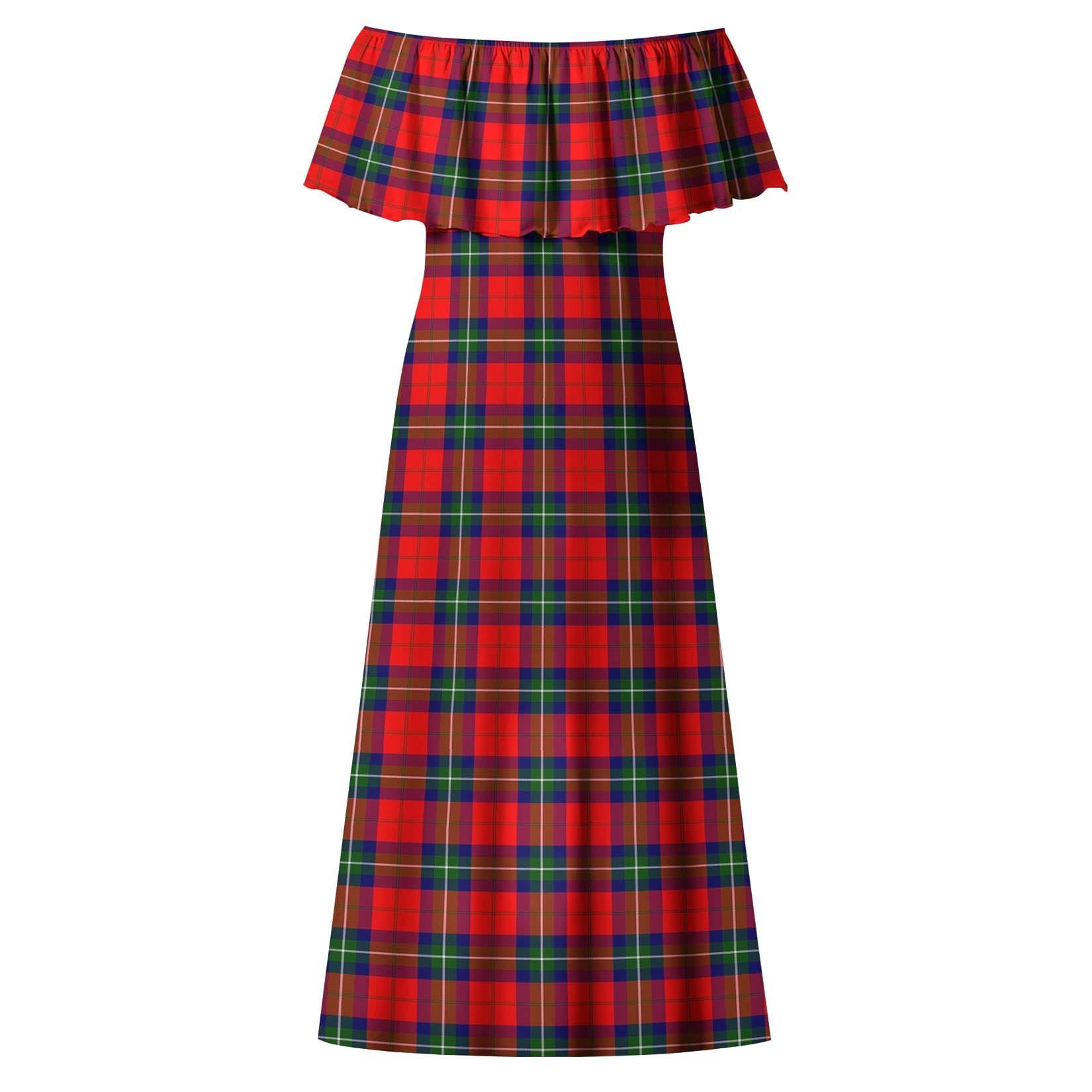 Ruthven Tartan Off Shoulder Long Dress - Tartan Vibes Clothing