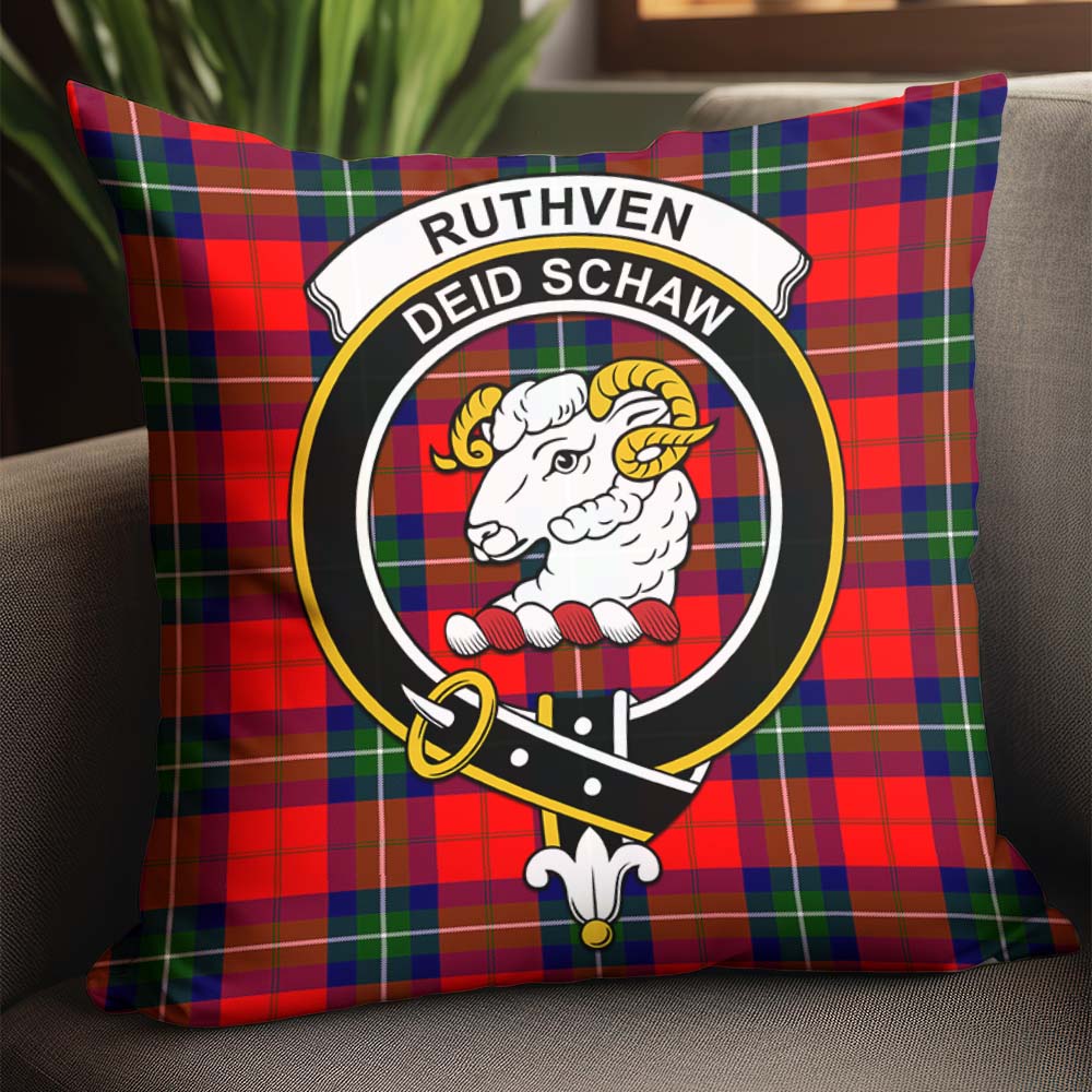 Ruthven Tartan Pillow Cover with Family Crest - Tartan Vibes Clothing