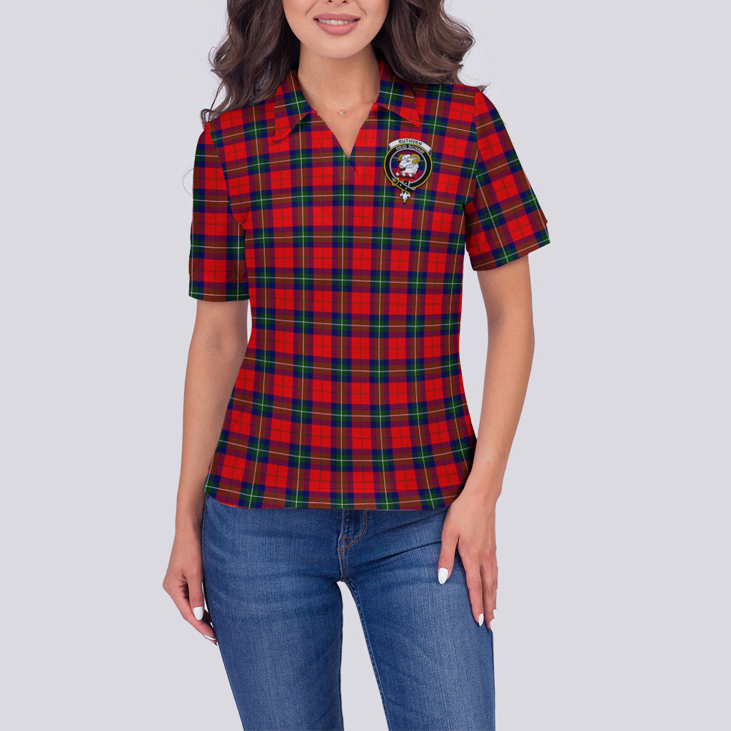 ruthven-modern-tartan-polo-shirt-with-family-crest-for-women
