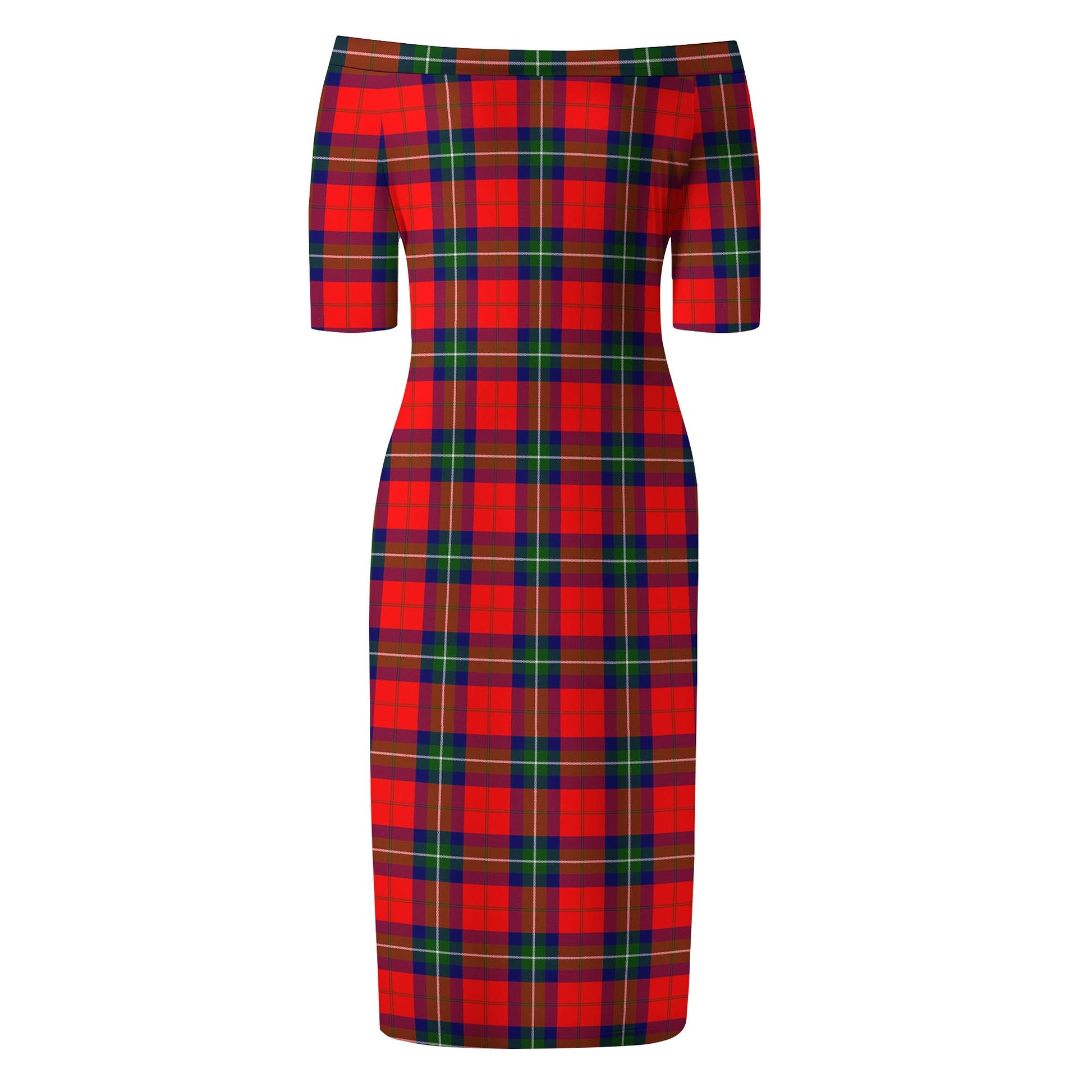 Ruthven Tartan Off Shoulder Lady Dress - Tartan Vibes Clothing