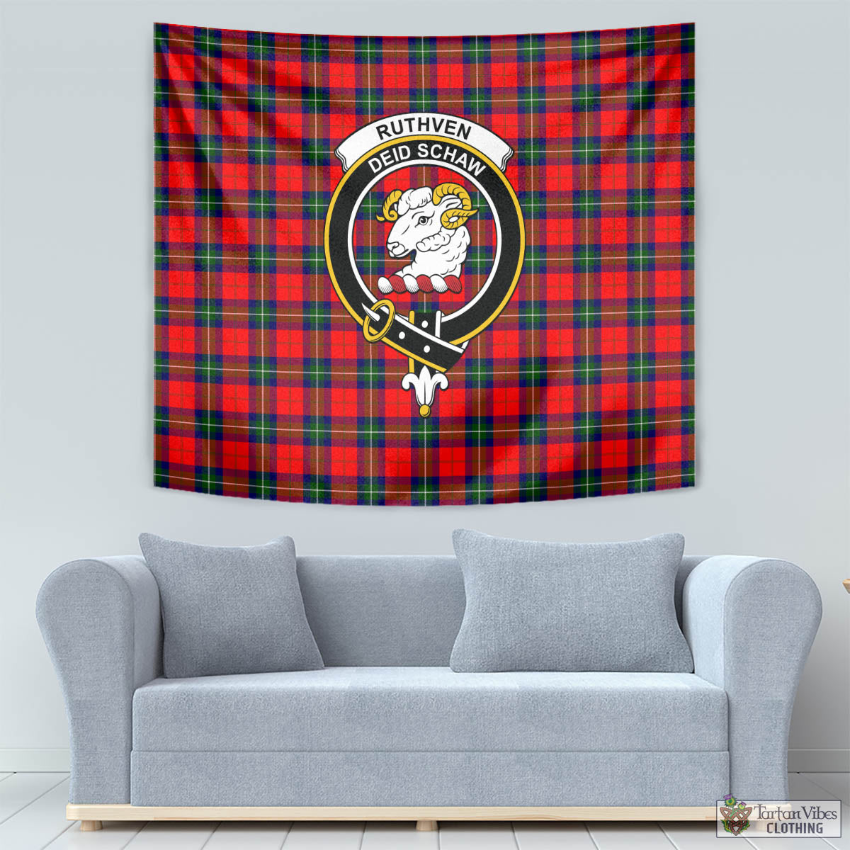 Ruthven Tartan Tapestry Wall Hanging and Home Decor for Room with Family Crest - Tartan Vibes Clothing