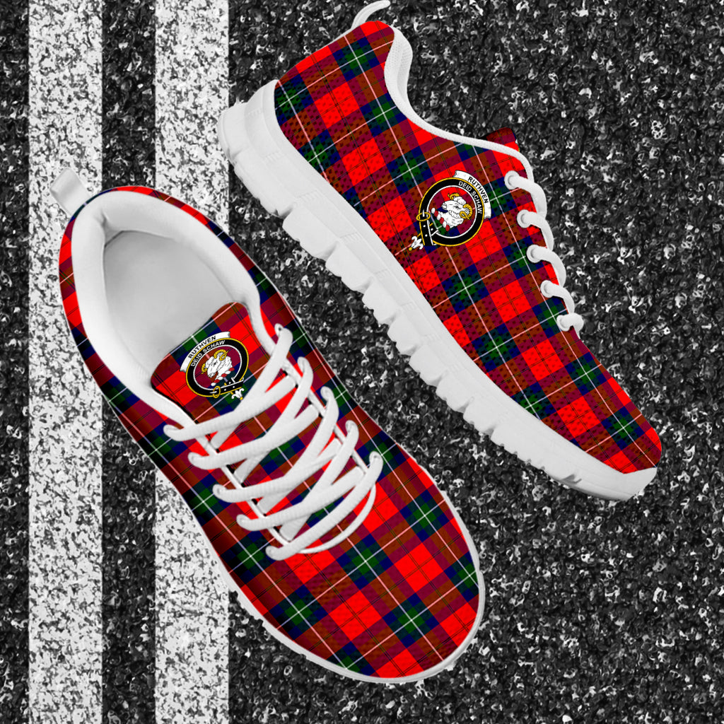 Ruthven Tartan Sneakers with Family Crest - Tartan Vibes Clothing