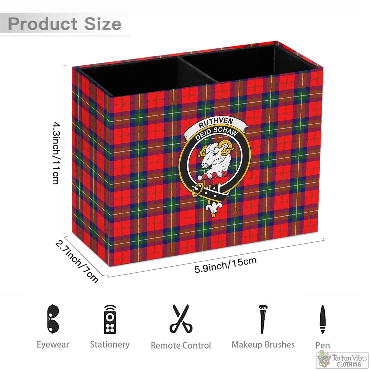 Ruthven Tartan Pen Holder with Family Crest - Tartan Vibes Clothing