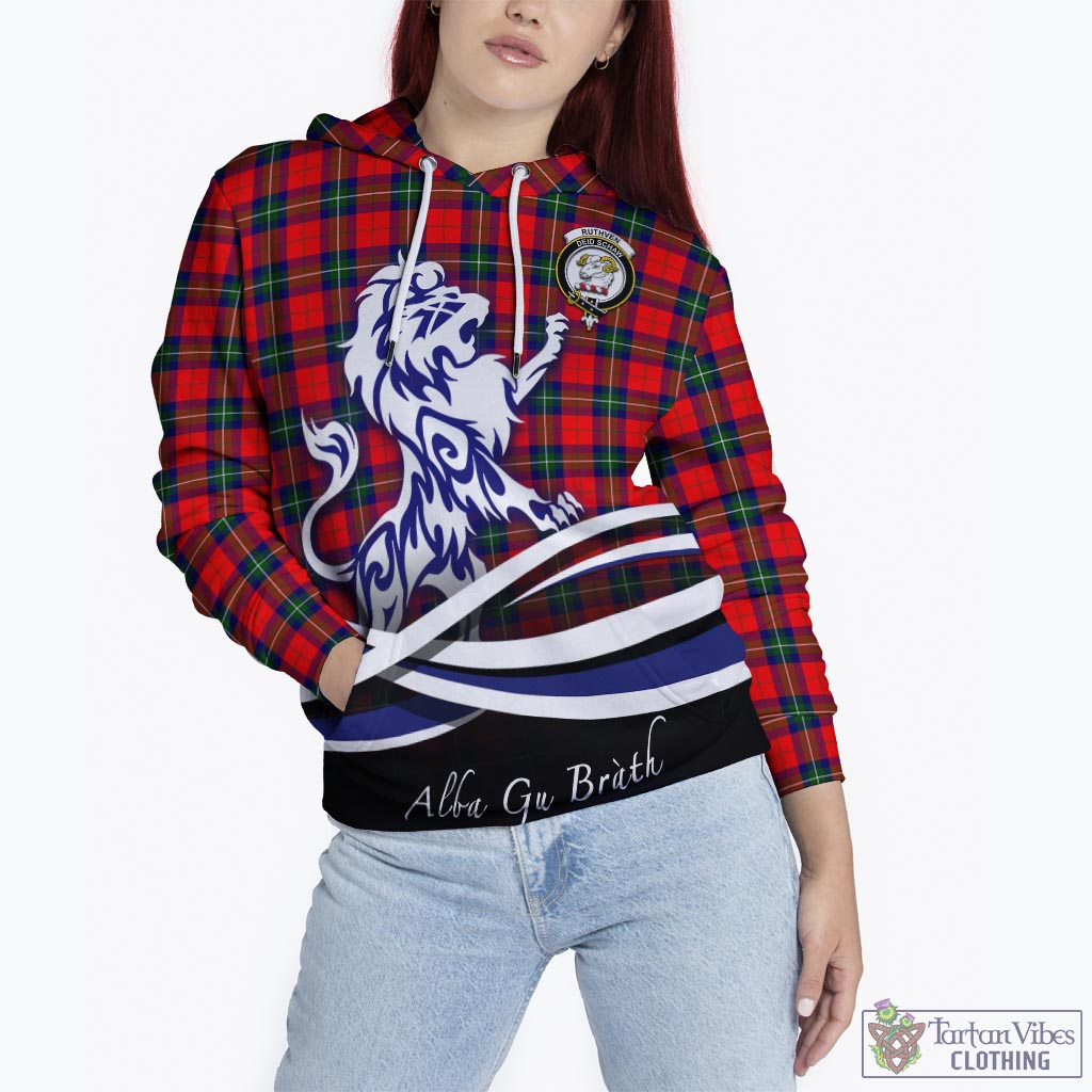 Ruthven Tartan Hoodie with Alba Gu Brath Regal Lion Emblem - Tartan Vibes Clothing