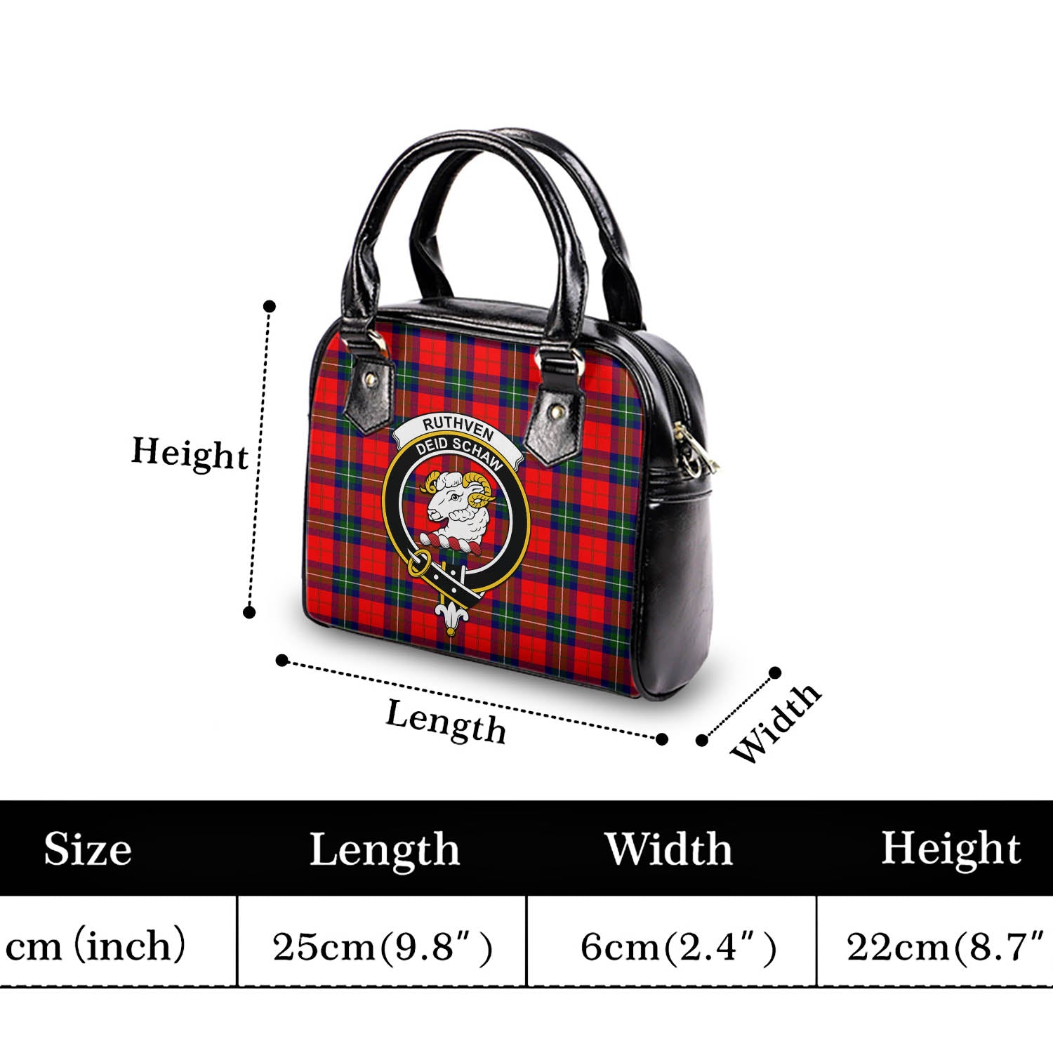 Ruthven Tartan Shoulder Handbags with Family Crest - Tartan Vibes Clothing