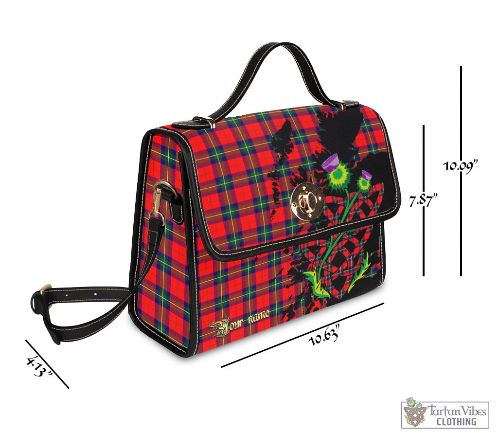 Tartan Vibes Clothing Ruthven Modern Tartan Waterproof Canvas Bag with Scotland Map and Thistle Celtic Accents